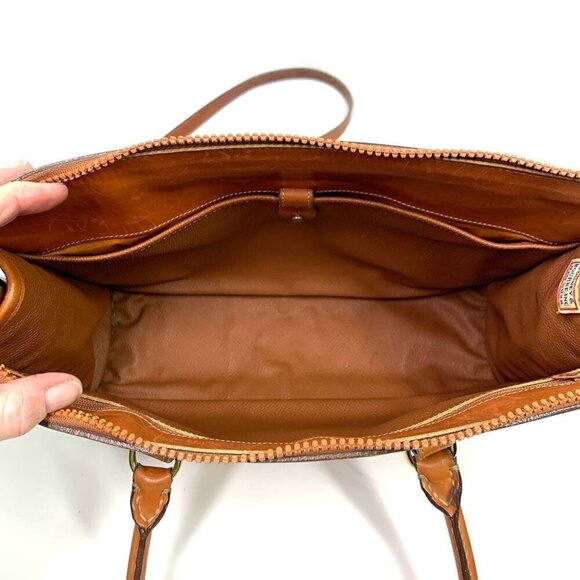 Vintage Dooney & Bourke AWL Shoulder Satchel Zipper Top Case Bone/British Tan - Picture 2 of 16
